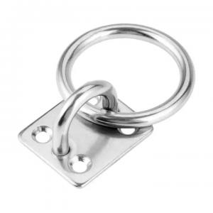 Quality Marine Hardware Wall Mounted Square Pad Eye Plate with Welded Ring and Galvanized Finish for sale