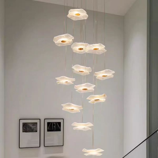 Modern Decorative Interior Acrylic LED Chandelier Nordic Living Room Hotel Double Lotus Decorative Chandelier
