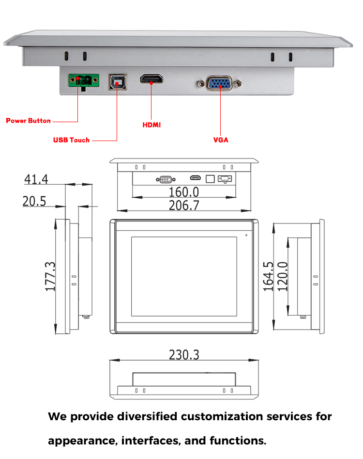 8 Inch Medical Grade LCD Touch Monitor Multi Touch Fingerprint Proof