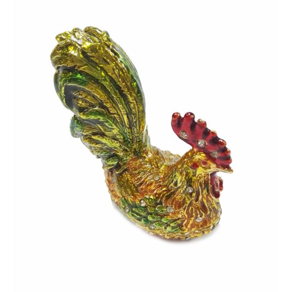 Rooster chicken jeweled trinket box with diamond for gift jewelry box