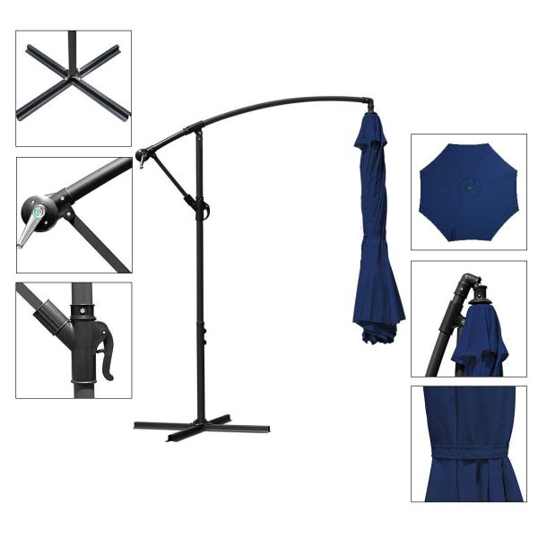 Outdoor Waterproof Hanging Banana Parasol , Large Cantilever Patio Umbrellas