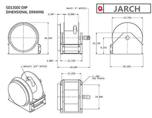 50 ft. Hose Retractable cable reel for vacuum cleaner,Ultimate Duty Low Profile Steel Reel Vacuum Hose Reels