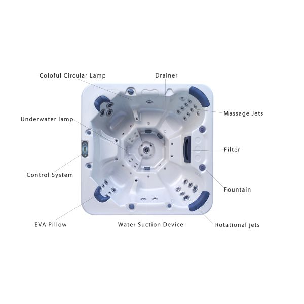 7 Seats Massage Bathtub Balboa System 55 Air Jets Hot Tub For Family