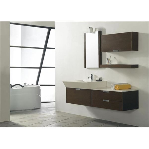 Modern Style Custom Bathroom Vanity Cabinets Lacquer Surface With Quartz