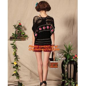 Handmade Crochet Multicolour Three-Dimensional Rose Cutout Knitted Sweater Pull