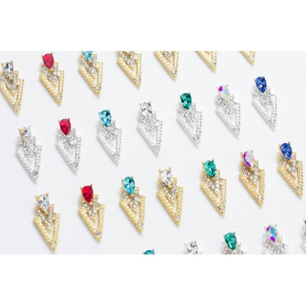 Luxury 3D Art Decorations 5PCS/Bag Golden Alloy Rhinestone Nail Charms AB Diamond Triangle
