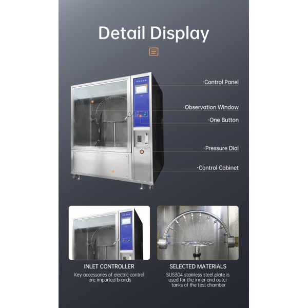 Water Waterproof Test Cabinet IPX3 IPX4 IPX5 IPX6 Rain Drop Tester Rain Simulation Chamber Environmental Rain Spray Test