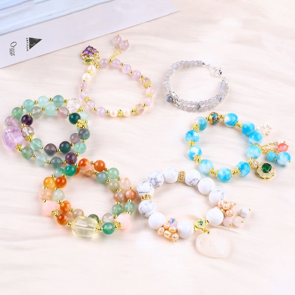 Handmade Gemstone Beaded Bracelet Natural White Turquoise Stone Bracelet Adjustable Charms Bracelet For Party Daily