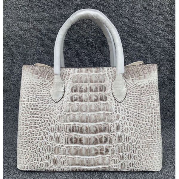 Authentic Alligator Skin Female White Purse Lady Three-way Handbag Genuine Crocodile Leather Women Single Shoulder Bag