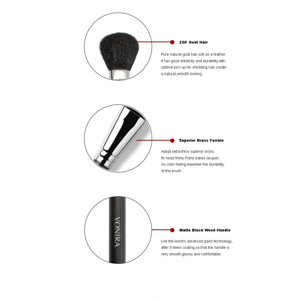 Custom Private Label Cheek Makeup Brush With High Quality Natural Black Goat Hair