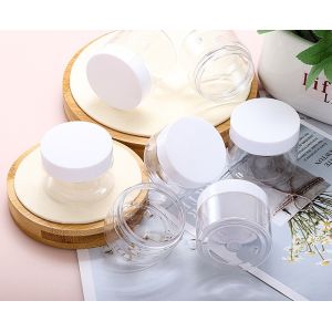 Plastic Jars Round Clear Cosmetic Container with Black Lids, Bagease Slime Jars