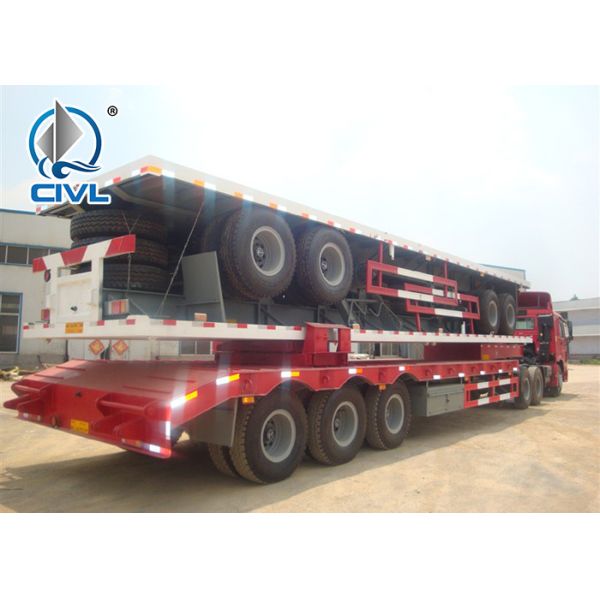 3 Axles New Loading Construction Machines Hydraulic Flatbed Semi Trailer 70 Tons 17m