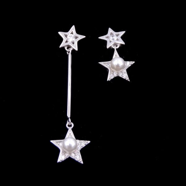 Rosette Shape Silver Pearl Earrings Sterling Silver Lovely Jewelry For Kids