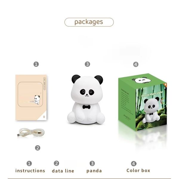 Cute Animal USB Rechargeable Baby Lamps Silicone Panda LED Night Light For Kids Night Lights