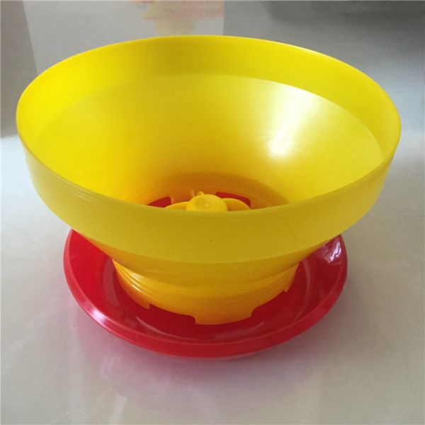 Multifunctional Chicken Turkey Feeder Yellow Plastic With Anti Waste Ring