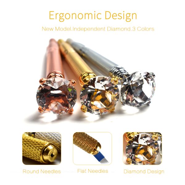 Hot Sale Grand Diamond Microblading Pen Eyebrow Tattoo Pen Microblading Needles Permanent Makeup Kit with Manual Pen