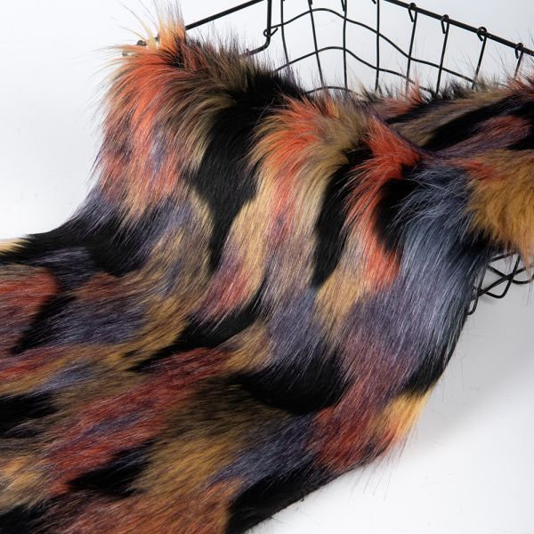 Multicolored Jacquard Artificial Fur Fabric for Sexy Beauty Clothing and Winter Wear
