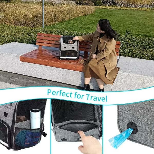 Airline Approved Pet Carrier Backpacks Expandable Pet Travel Carrier Backpack Customized
