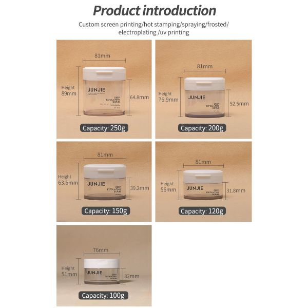 PET Flip-top Cosmetic Containers Skin Care Cream Jars 100g 120g 150g 200g 250g Cotton Pad Jar Sets