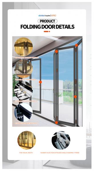 aluminium folding sliding door,glass bi fold doors,double glass folding door,Folding Door Details 13