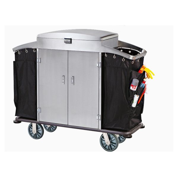 Buy Small Room Service Trolley with Heavy Duty Refuse Bag Stainless Steel Powder - Epoxy Finish at wholesale prices