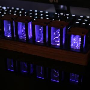 RGB Electronic Glow LED Tube Light Clock Square Shape