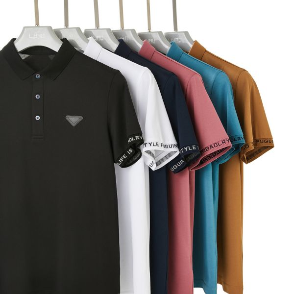 Summer Men's Golf Polo Shirts with Trundown Collar Custom Embossed Print Anti