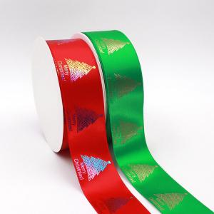 Red Satin Polyester Foil Custom Logo Print Ribbon