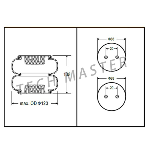 Double Trailer Air Ride Suspension Lift Bags for Firestone W01-358-6883, Contitech FD200-19 510