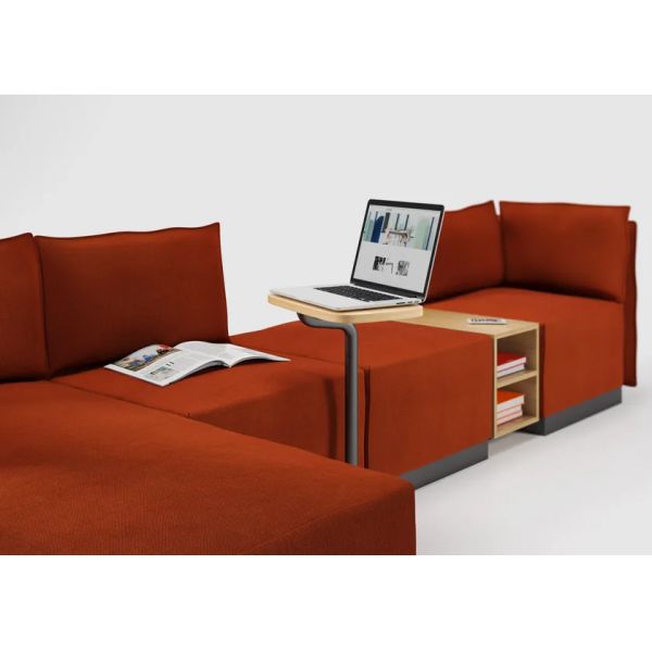 Aesthetic Interior Sectional Fabric Sofa With Integrated Magazine Rack