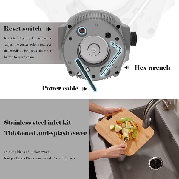 OEM ODM 2 Stage 5 Level Grinding System Food Waste Shredder Air Switch 560w Kitchen Waste Disposer