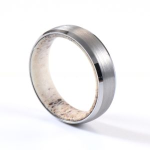 Men's Women's 6mm Tungsten Ring with Silver or Black Plated Finish Natural Deer