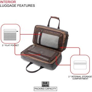 Custom Large capacity Waterproof Genuine Leather Canvas Overnight Weekender