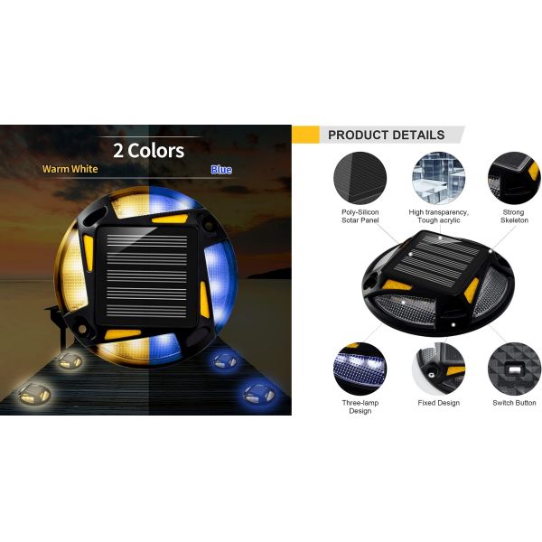 Waterproof outdoor solar road studs aluminum solar powered deck light pathway highway