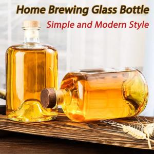 375ml Capacity Glass Bottle with Wooden Cap and Transparent Design