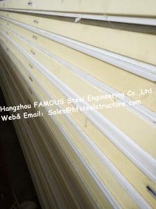 China 150mm 200mm PU Sandwich Panels / Freezer Room Panel With Camlock Joint on sale