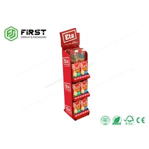 Full Color Printed Paper Cardboard Snacks Floor Display For Supermarket