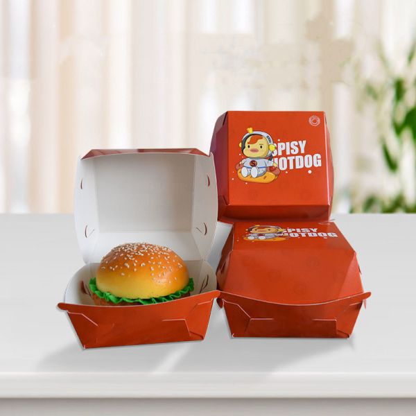 Customized printing disposable fast food burger box corrugated paper burger box