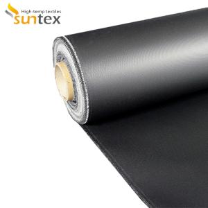 Neoprene Rubber Black Coated Fiberglass Fabric 0.45 mm Thickness