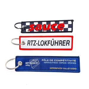 Quality Personalized Woven Keychain with Customization Availability Polyester Material for sale
