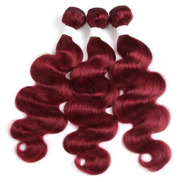 Burgundy Body Wave Remy Human Hair Bundles Sew In Weave Bundles Brazilian Bundle Deals
