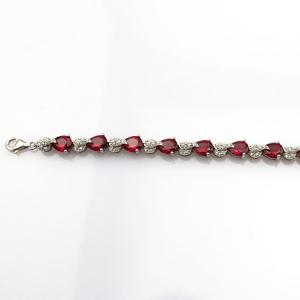 Sterling Silver Created RUBY Clear CZ Diamonds Tennis Bracelet(B02RUBY)