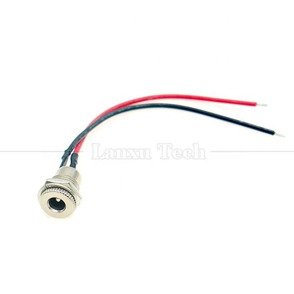 10cm 18AWG 5A Panel Mount DC 099 Female Socket 5.5x2.1mm 2.5mm Metal Threaded Connector to Open Tinned Wires End Cable