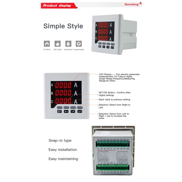 2022 hot sale 3 phase digital ammeter current kwh with RS485