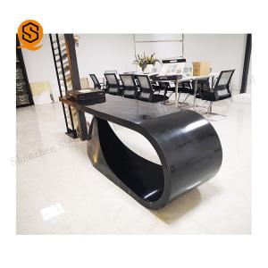 Acrylic Solid Surface Black Office Desks 100% Repairable And Renewable