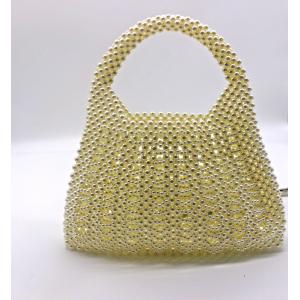 Fashion White Pearl Handbag Hand Woven For Women 23cm Height 22cm Length