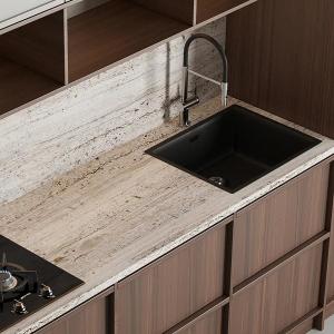 Luxury Modern Wood Door Material Skeleton Line Wood Grain Kitchen Cabinets For