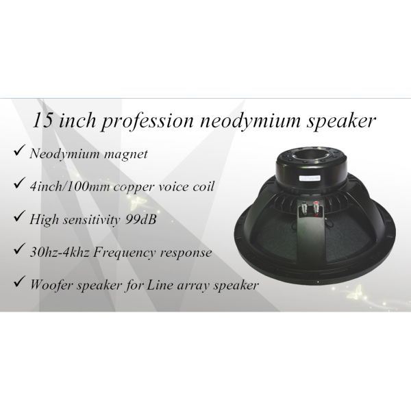 100mm Voice Coil 600W RMS 4kHz 15" High SPL Speakers