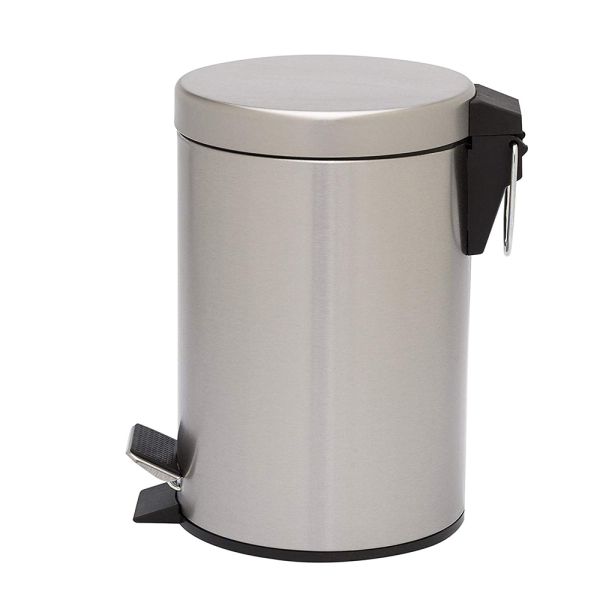 Eco - Friendly Indoor Trash Can white Stainless Steel Pedal Bin 3L Round with Lid