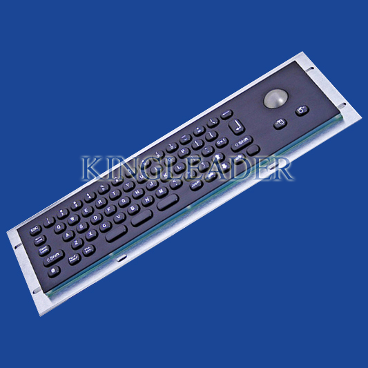 Metallic Liquid-Proof Industrial Black Kiosk Metal Keyboard With Trackball